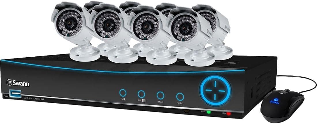 Swann SWDVK-942008-US DVR9-4200 9 Channel 960H Digital Video Recorder & 8 x PRO-642 Cameras (Black & White)