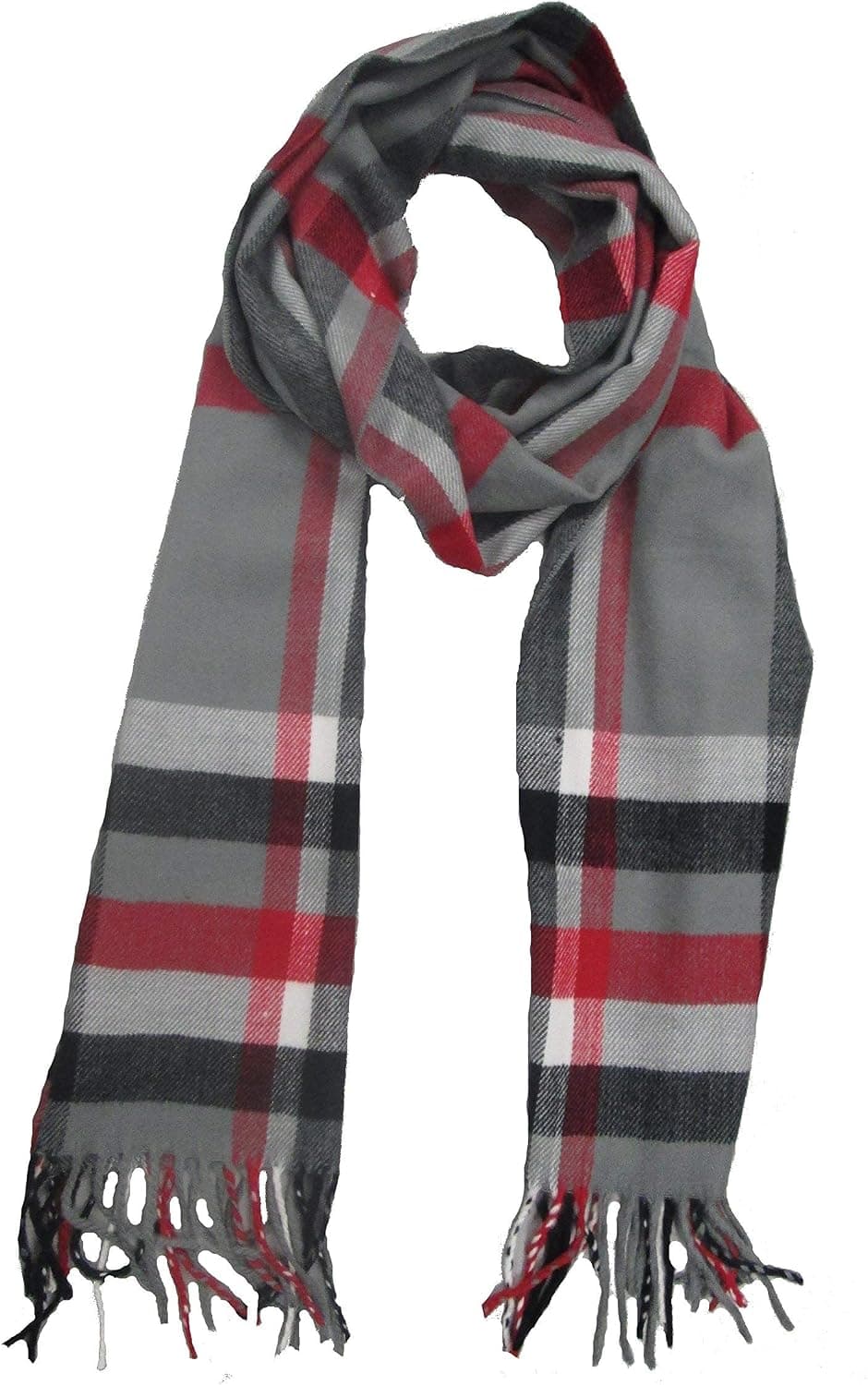 Mitchell Lewiss Elegant Classic Accessory Cashmere Soft Feel Wrap Scarf in Rich Plaids 12”x72” Fringe Unisex