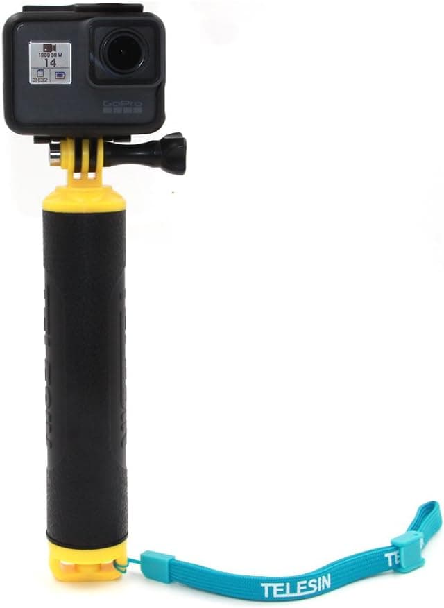 TELESIN Dive Buoy Handheld Floating Bobber Hand Grip for Gopro Hero 6,Hero 5 Black,Session,Hero4/3+/3 Cameras,Osmo Action and Tripod/Pole Mount for All Water Sports (Type 2, Yellow)