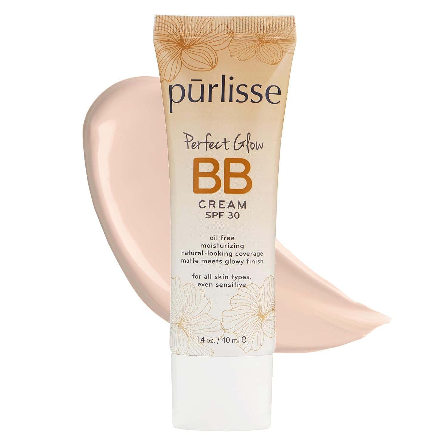 purlisse Perfect Glow BB Cream SPF 30: Clean & Cruelty-Free, Medium Flawless Coverage, Hydrates with Jasmine | Fair 1.4oz