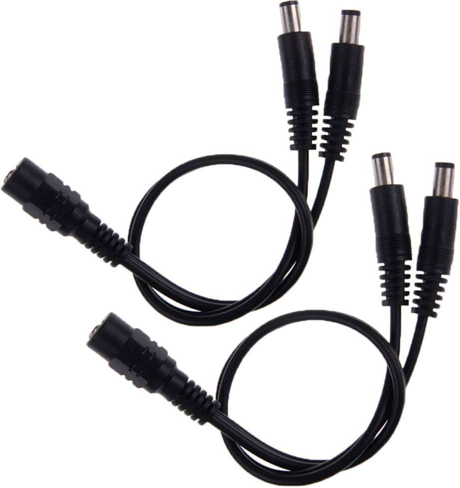 digitharbor® 2 Pack 1:2 1 Female to 2 Male Plug 5.5x2.1mm Port 12V DC Power Adapter Splitter Cable for Security CCTV Parking Camera Car Monitor