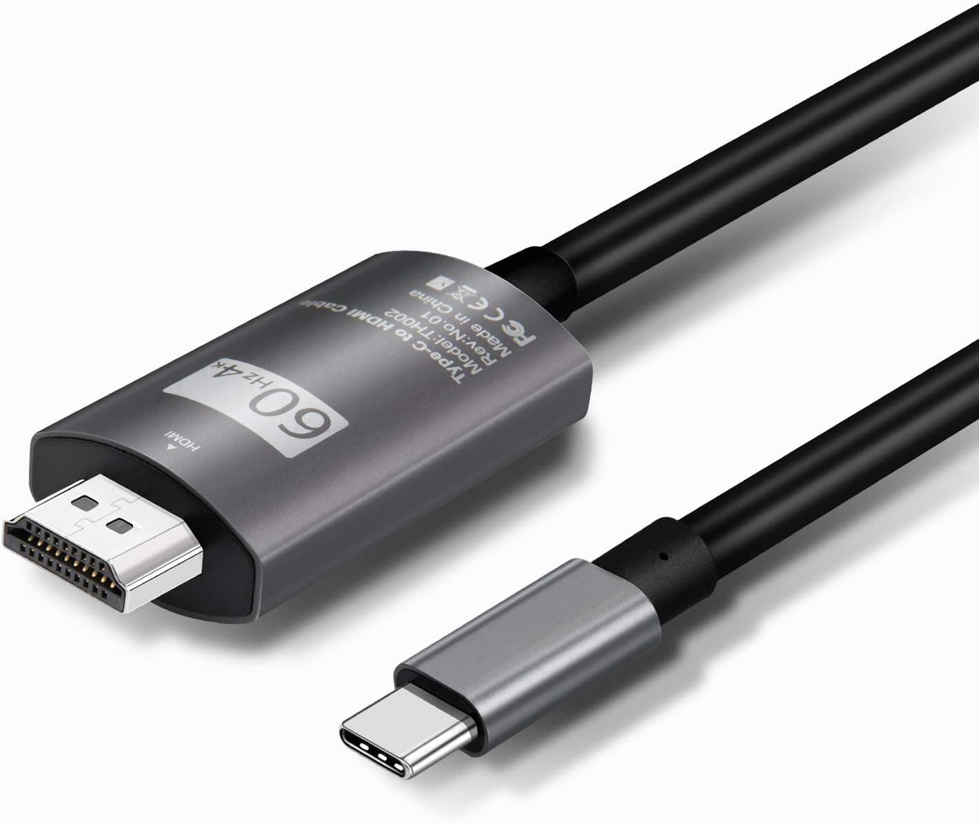 Azhizco USB C Type-C to HDMI Cable 4K@60Hz, USB C to HDMI Cable Thunderbolt 3 Compatible for MacBook Pro, Galaxy S9 S8 Note 8, Dell XPS 13 15, Chrome Book Pixels, etc. 6ft, Grey