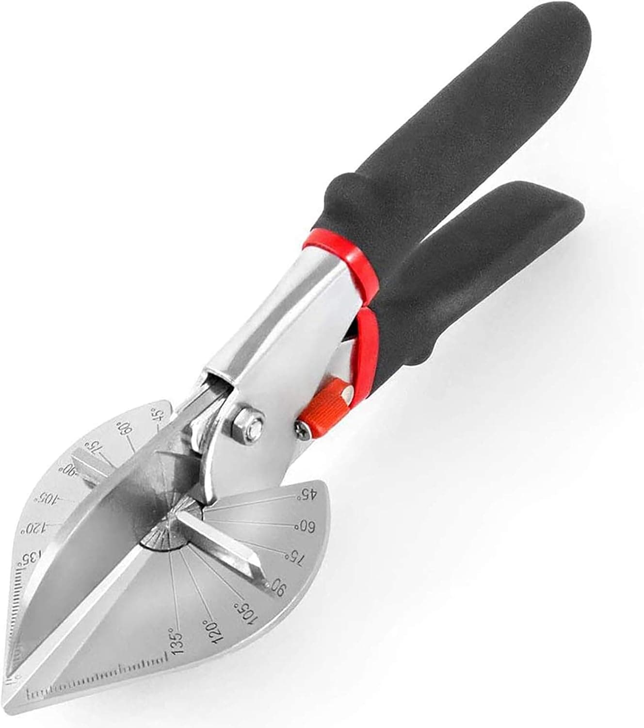 Generic Multi Angle Miter Cutter Blades Shear Multipurpose Hand Tool 45 to 135 Degrees Miter Scissor, with Rubber Handle for Wire Trunking, Plastic Pipe (Black), Stainless Steel