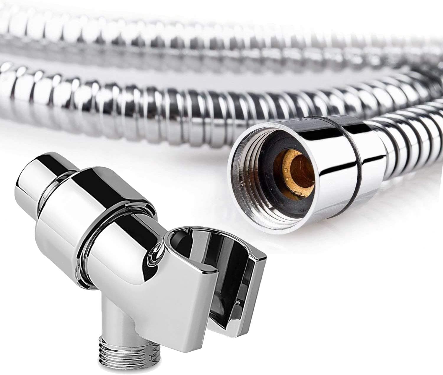 Shower Hose 60 inch (5 Ft.) + Shower Bracket Holder for Hand Held Showerhead