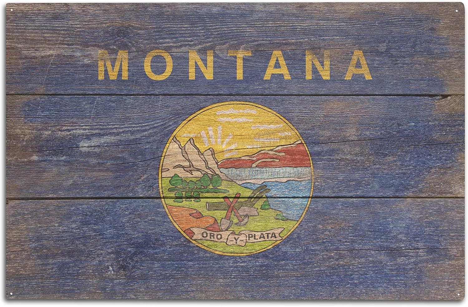 Rustic Montana State Flag Birch Wood Wall Sign (10x15 Rustic Home Decor, Ready to Hang Art)