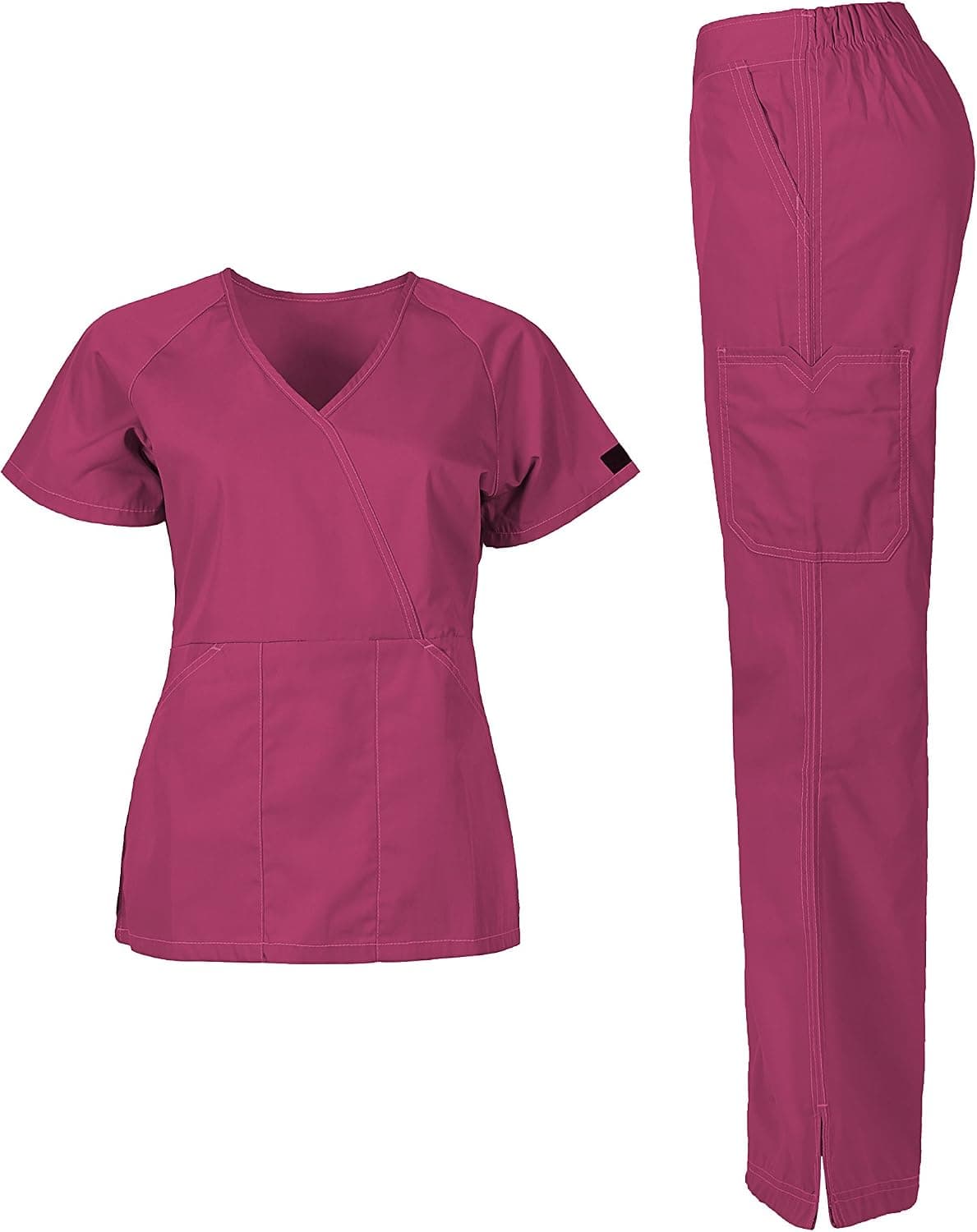 MedPro Women's Medical Scrub Set (Top & Bottom) Burgundy M (5666)