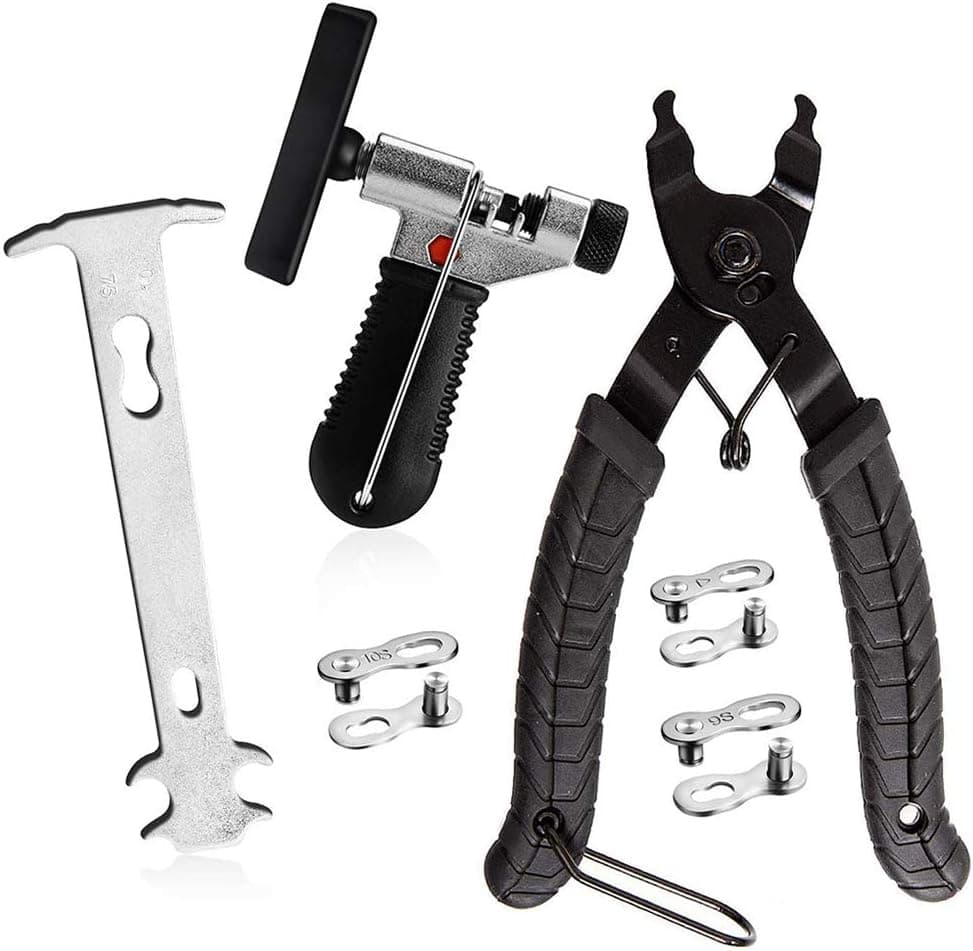 Bicycle Chain Repair Tool Kit,Bike Link Plier &Chain Breaker Splitter &3 Pairs Bicycle Missing Links& Chain Cutter Connector Wear Indicator Checker