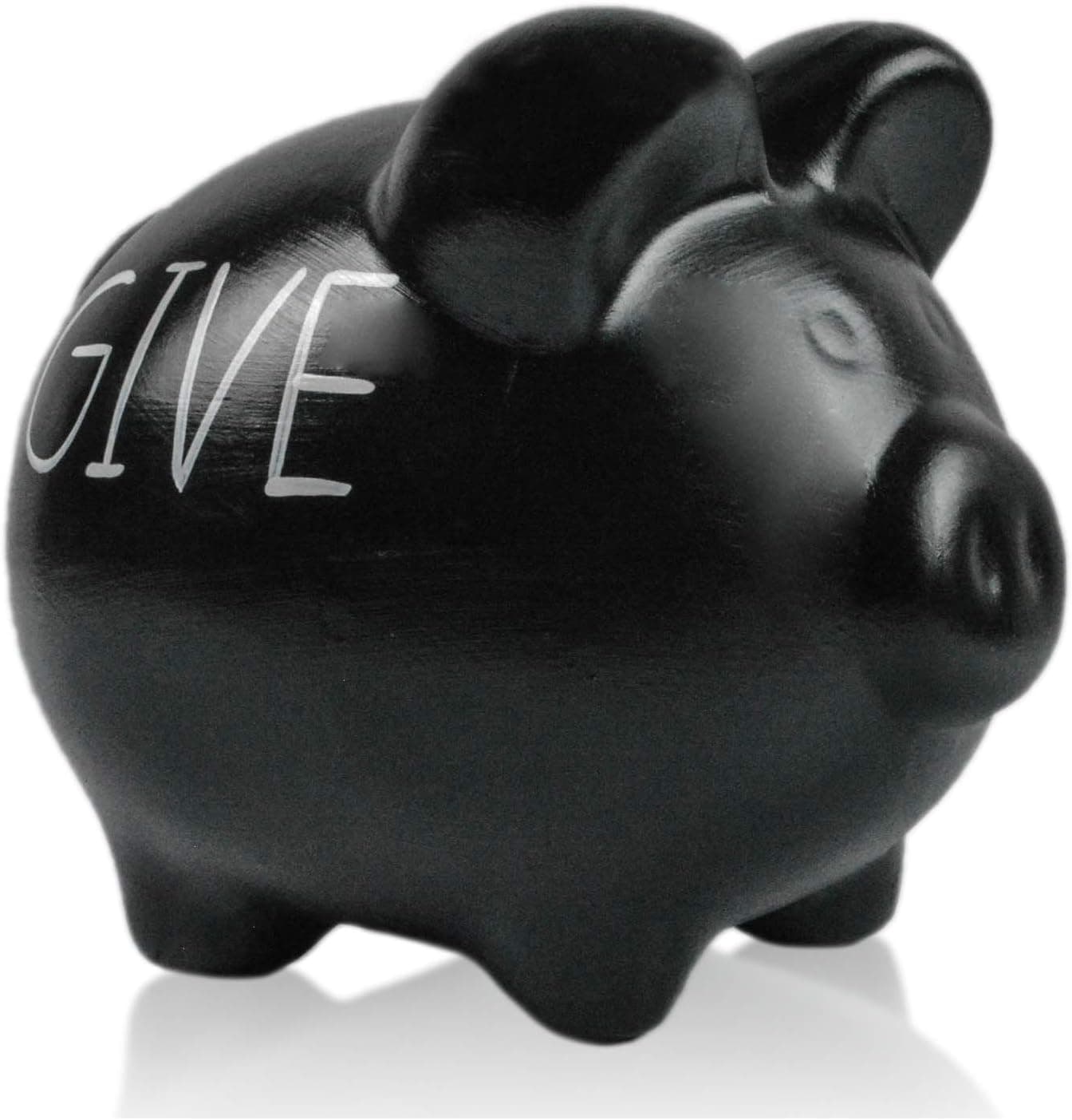 Kinnaree 6 Inch Painted Ceramic Black Pig Money Bank and Figurine