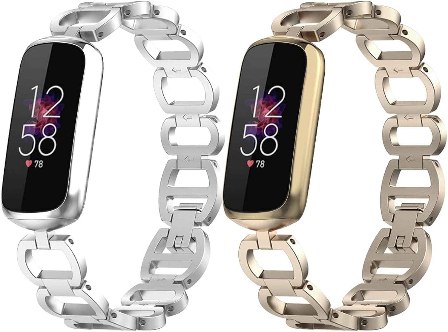 Chofit Metal Replacement Bands Compatible with Fitbit Luxe, Adjustable Links Stainless Steel Accessories Wristband Bracelet Strap for Fitbit Luxe Tracker Women Men