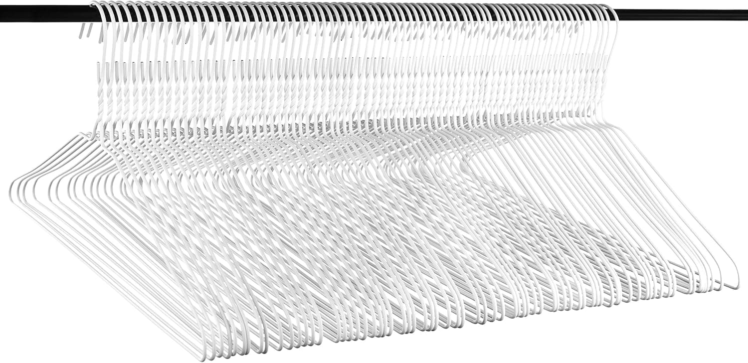 Neaties USA Made Standard Wire Hangers with White Vinyl Coat, 60pk