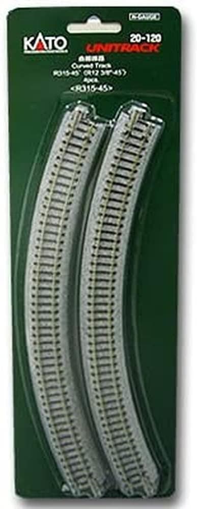 Kato USA Model Train Products Unitrack, 315mm (12 3/8") Radius 45-Degree Curve Track (4-Piece)