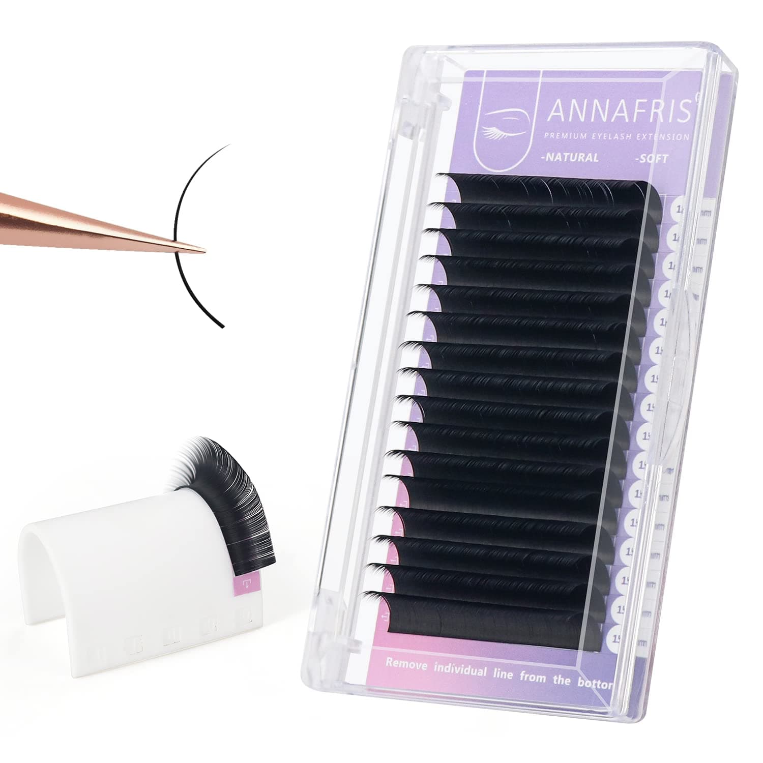 ANNAFRIS 16 Rows Volume Classic Eyelash Extension 0.05 D Curl 8mm Matte Black Individual False Eye Lashes Extension Salon Use Natural Soft Fake Eyelashes Supplies (0.05 D, 8mm)
