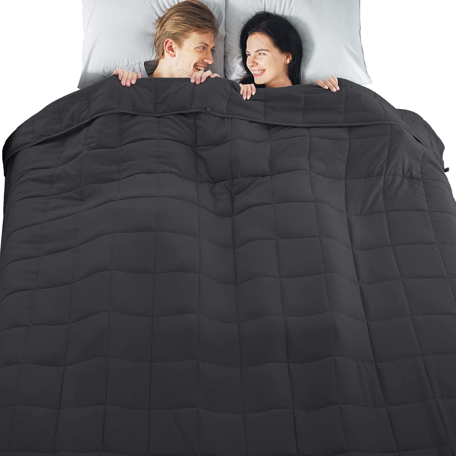 Joyching 35 lbs Weighted Blanket for Adults Queen/King Size, Cooling Soft Couples Heavy Comforter with Nontoxic Glass Beads (88x104in Black)