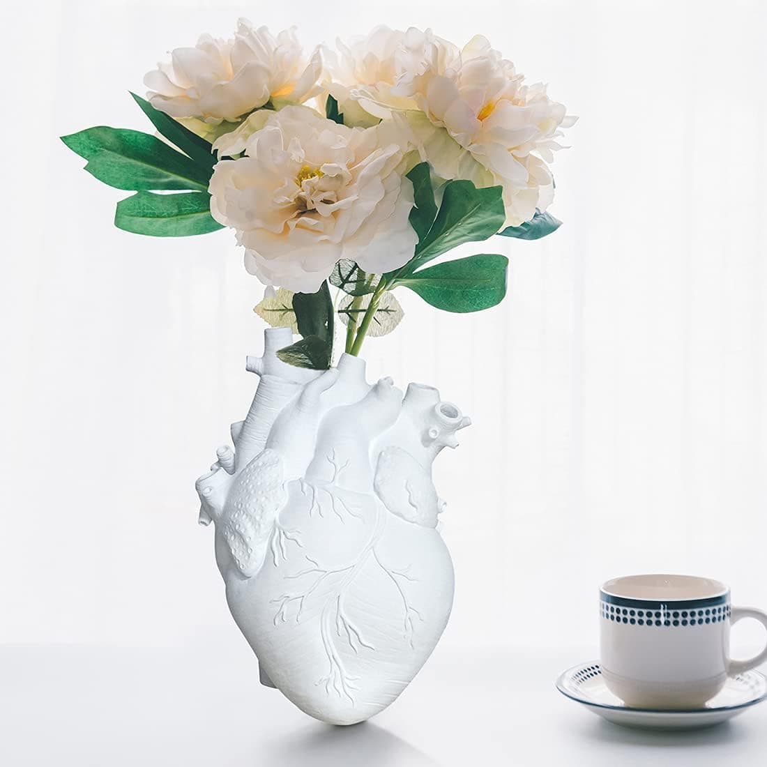 Plastic Heart Flower Vases Home Living Room Decor Romantic for Women Wife Her Girlfriend NBHUZEHUA