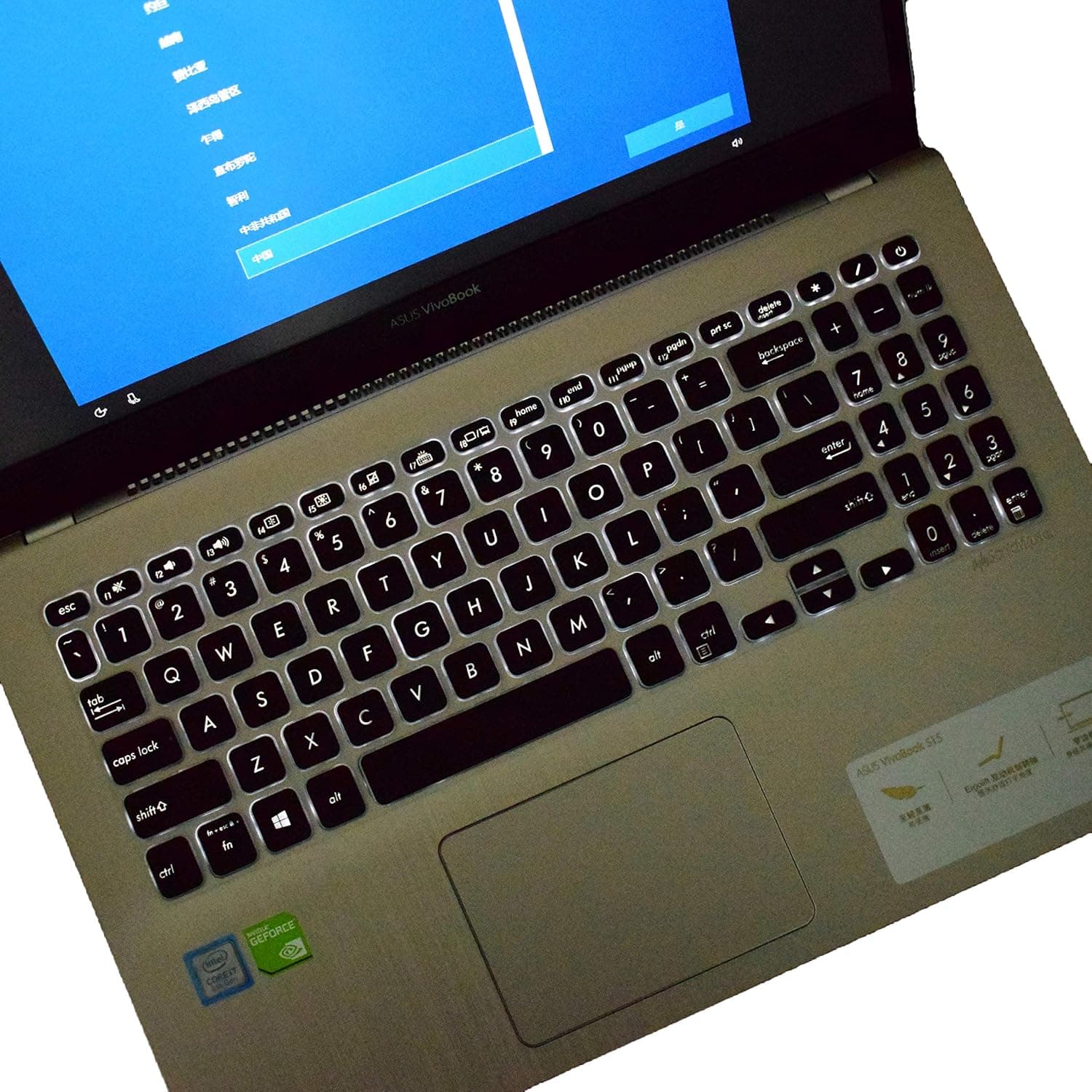Keyboard Cover for 15.6" ASUS VivoBook 15 F512 F512FA F512JA F512DA, VivoBook 15 M515 M515UA R564JA, VivoBook S15 S530UA S530UN S512, ASUS X509 X509FA Series Laptop - Backlight Black