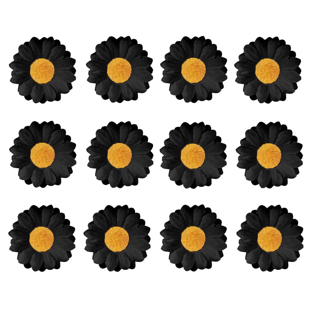 12pcs Womens Sweet Multi-colored Daisy Hair Clips Mini Sun Flower Hairpins for Bridesmaid Wedding Hair Accessory (Black)
