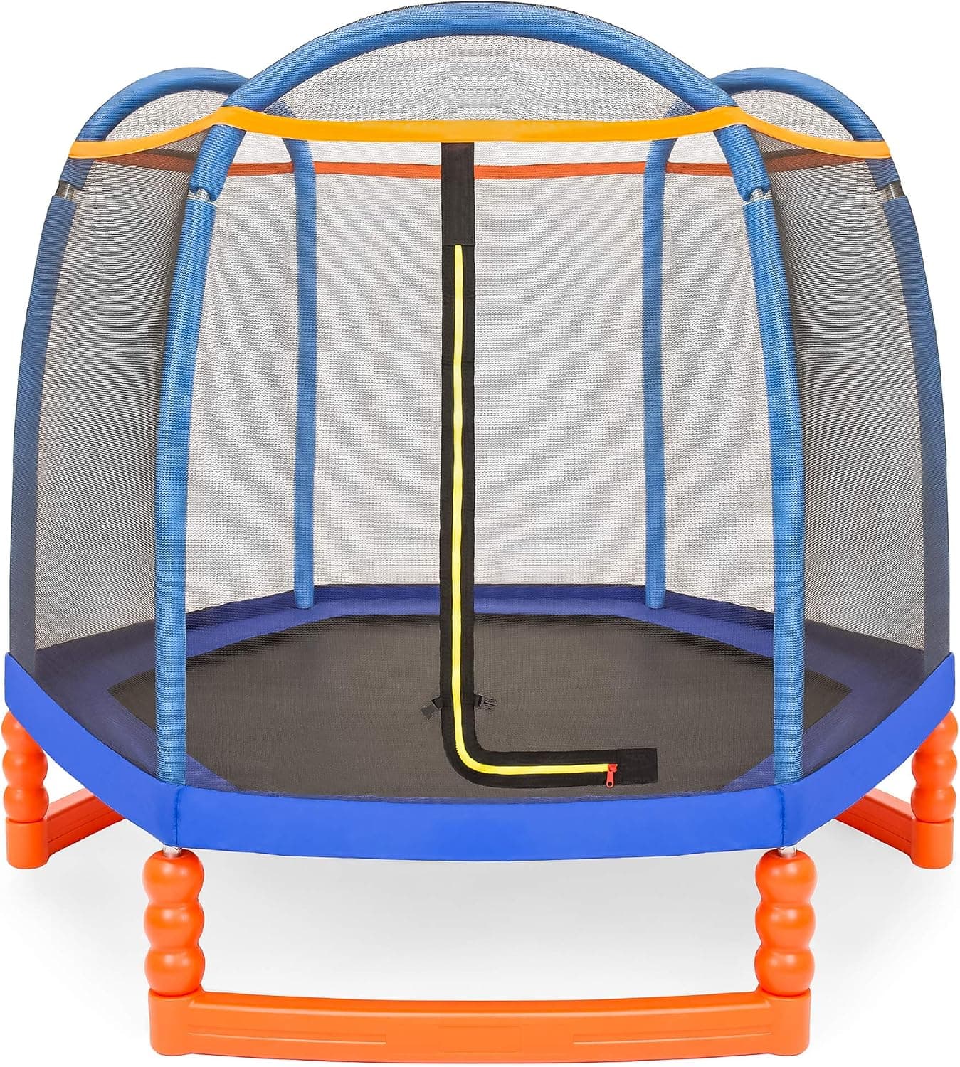 Best Choice Products 7ft Kids Enclosed Trampoline, Sturdy Indoor & Outdoor Children's Jumper w/ Safety Net, Zipper Entrance, Spring Pad, Heavy Duty Water & Rust-Resistant Frame, 110lb Capacity