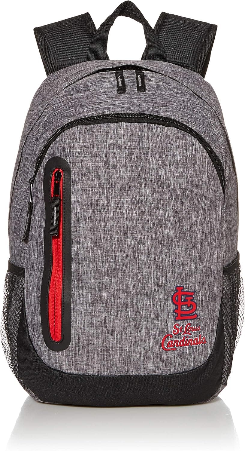 MLB St. Louis Cardinals Men's Heather Grey Bold Color Backpack, Team Color, One Size