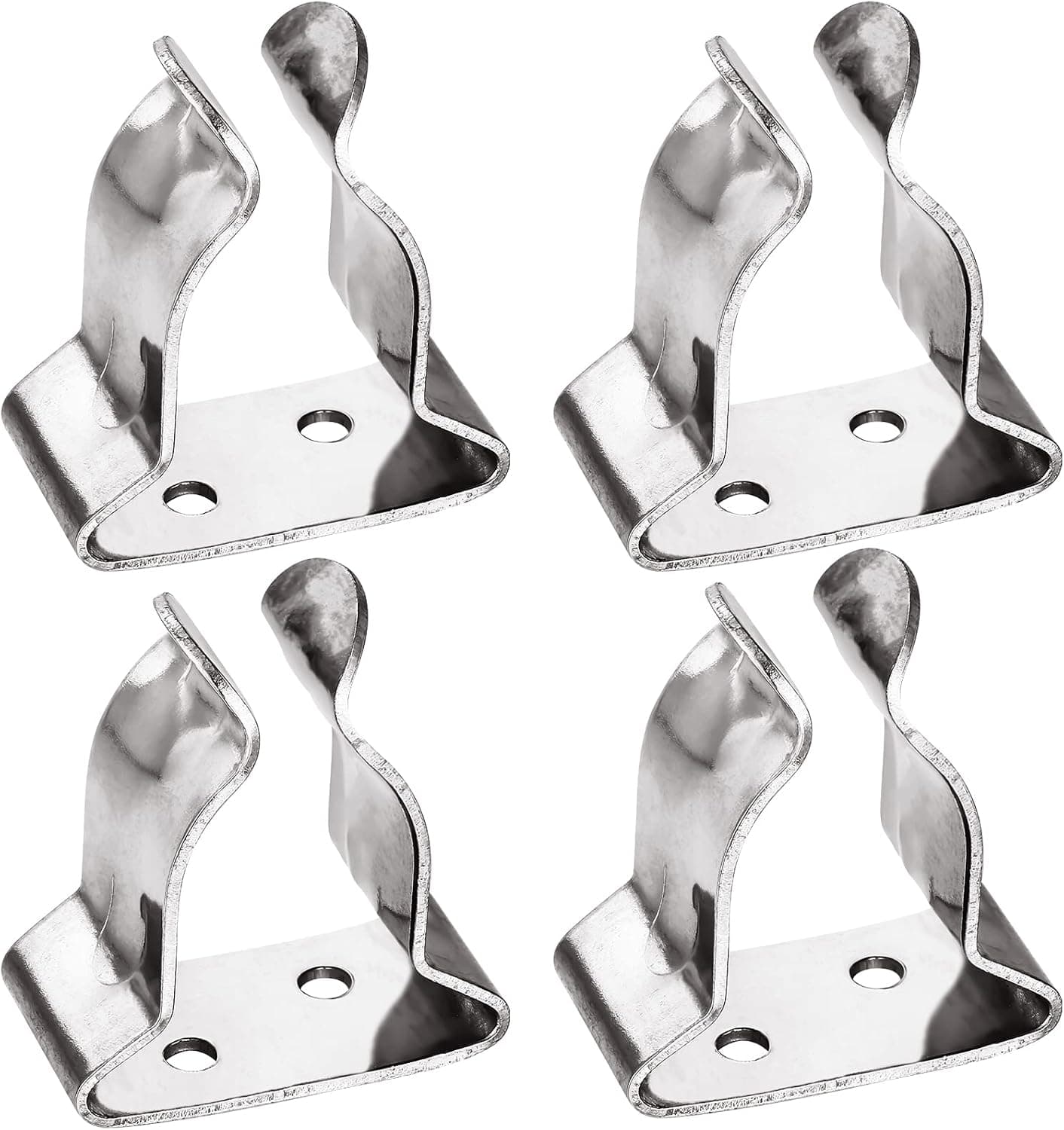 Moxweyeni 4 Pieces Boat Hook Holder Stainless Steel Spring Clamp Boat Oar Holders Marine Spring Clip Silver Bracket Clip