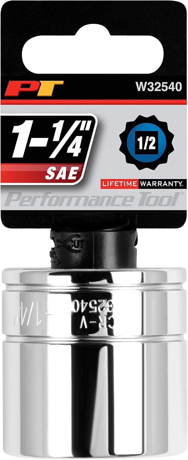 Performance Tool W32540 1/2-Inch Drive 7-Piece Chrome Vanadium Socket Set with Recessed Edges and Corrosion-Resistant Finish