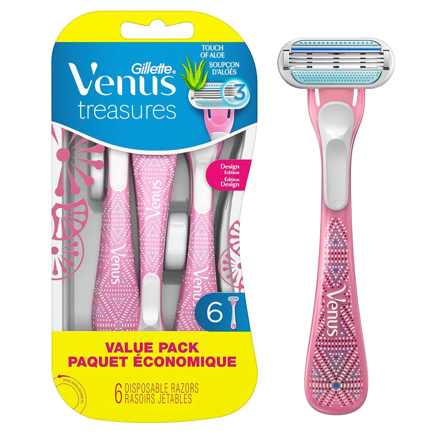 Gillette Venus Treasures Disposable Women's Razors, 6 Count