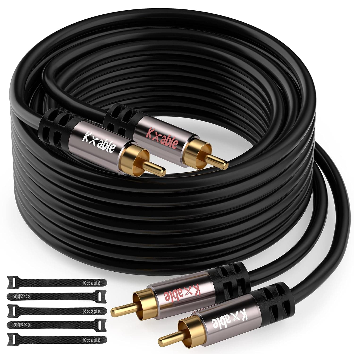 2RCA to 2RCA Cable 4 Feet, Hi-Fi Sound, Shielded, Gold-Plated, 2 RCA Male to 2 RCA Male Stereo Audio Cord for Home Theater, HDTV, Amplifiers, Hi-Fi Systems, Car Audio, Speaker, Game Console-4 ft