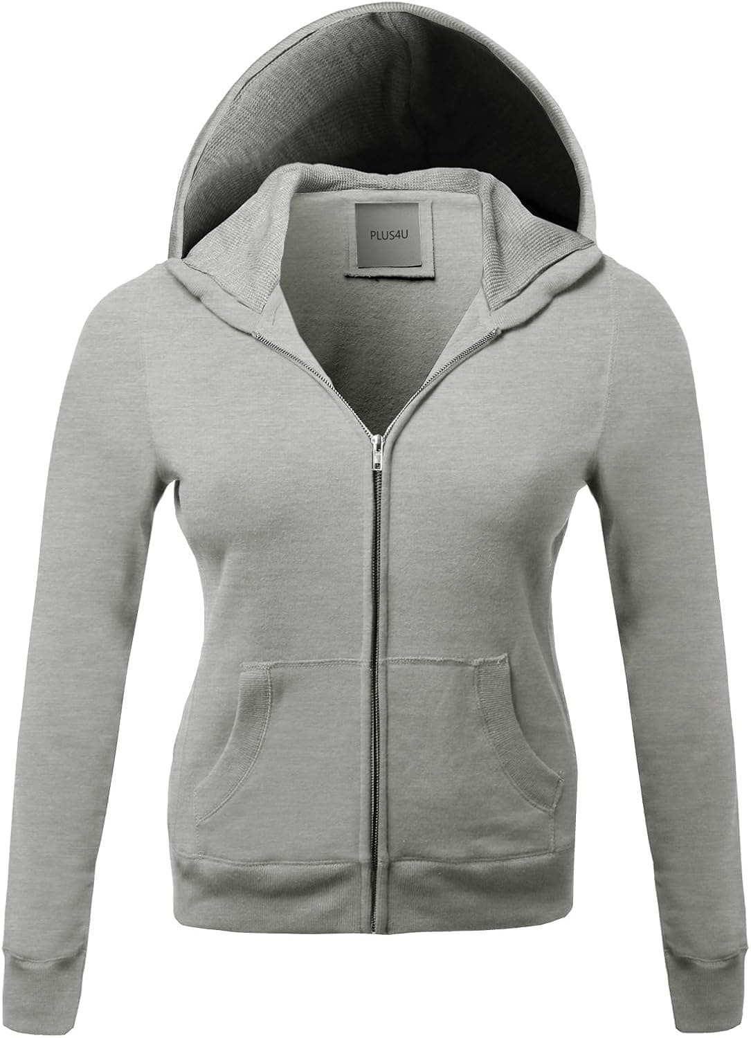 Plus4u Women's Warm Fleece Zip up Hoodie Thermal Contrast Plus Size