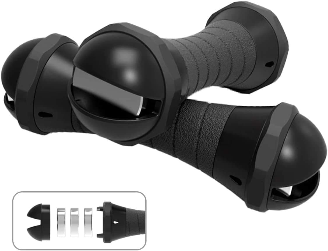 Tespon Home Gym Adjustable Dumbbells - 4.4, 6.6, 8.8 to 11 Pounds Dumbbell Set with Non-Slip Handle for Woman (Black)
