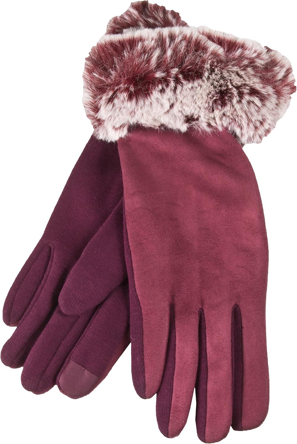 True Gear North Women's Fuzzy Faux Fur Smartphone Touch Gloves (Red)