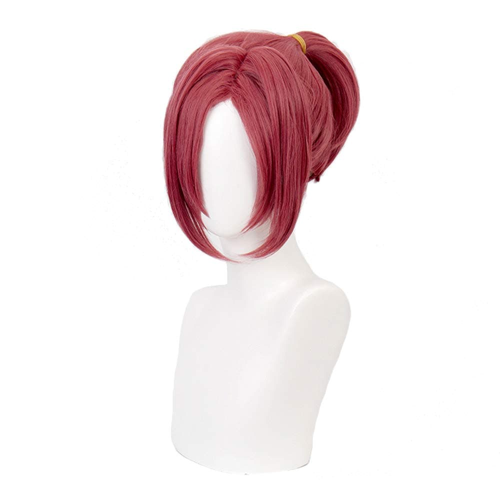 Anime Toilet-Bound Hanako-kun Mitsuba Sousuke Wigs Short Pink Curly Party Hair with Ponytail Cosplay Props Halloween