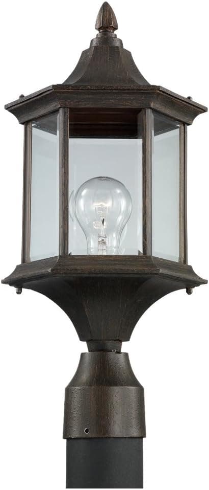 Sea Gull Lighting 82136-08 Ardsley Court Post Mount Light, Textured Rust Patina