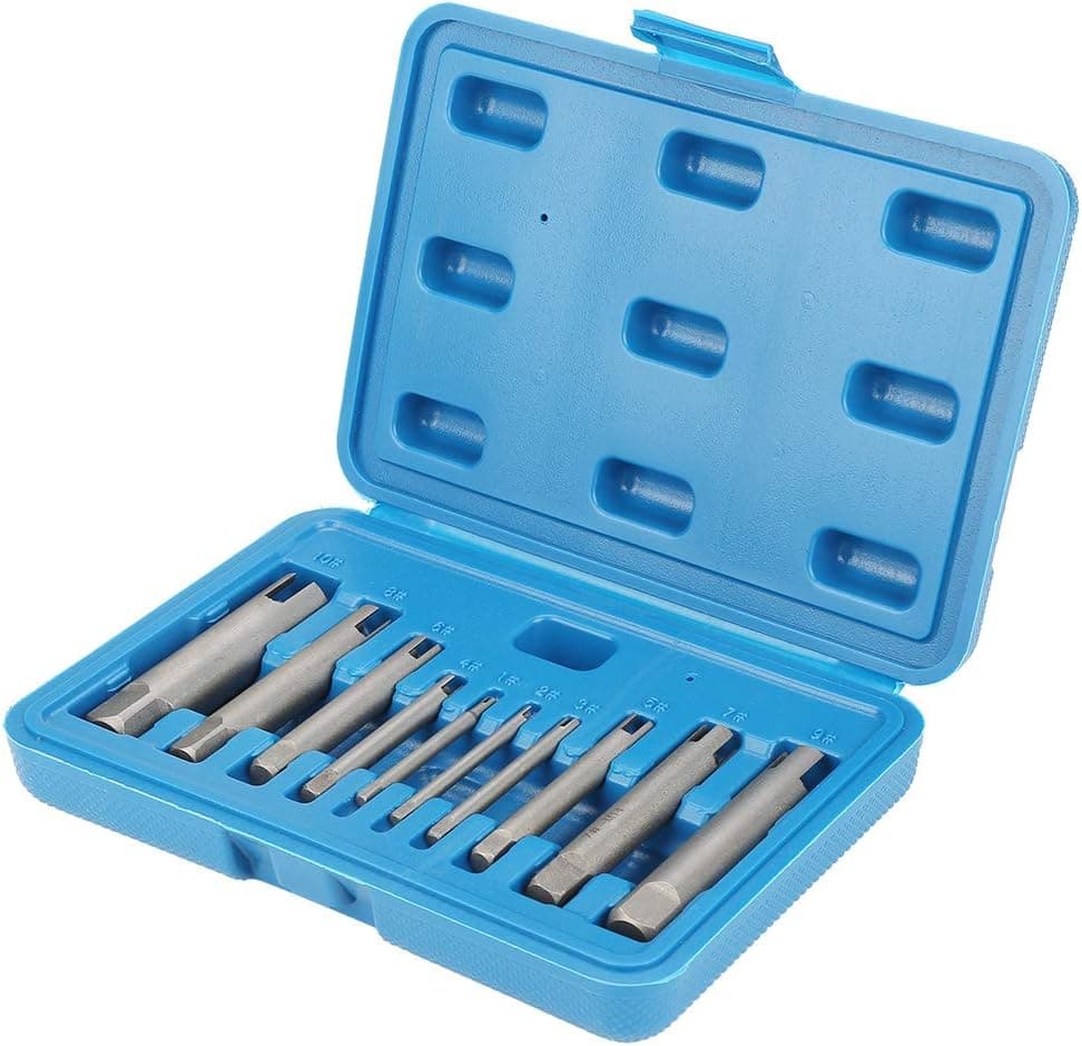 Screw Tap Extractor Set, Steel Broken Head Taps Remover for Industrial Screw Bolt Removal Home Repair Work(10Pcs)