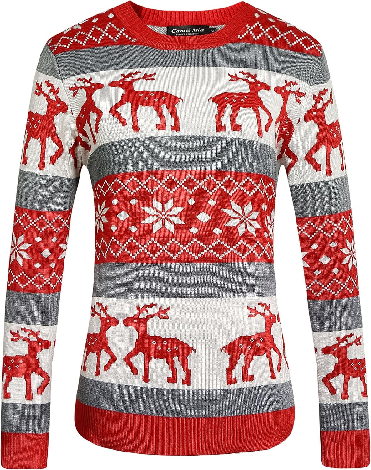 Camii Mia-Ugly-Christmas-Sweater-for-Women-Holiday Funny Sweaters Pullover Crew Neck