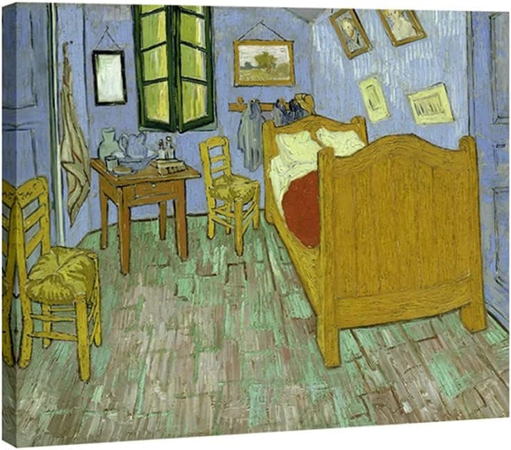 Wieco Art The Bedroom at Arles Classic Canvas Prints Wall Art of Van Gogh Famous Oil Paintings Reproduction for Bathroom Home Office Decorations Modern Stretched and Framed Abstract Pictures Artwork