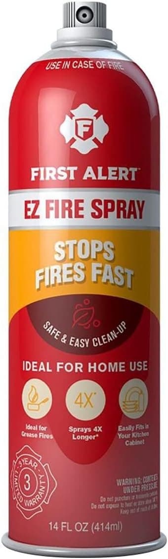 First Alert EZ Fire Spray, Extinguishing Aerosol Spray, AF400 Red 14 Ounce (Pack of 1)