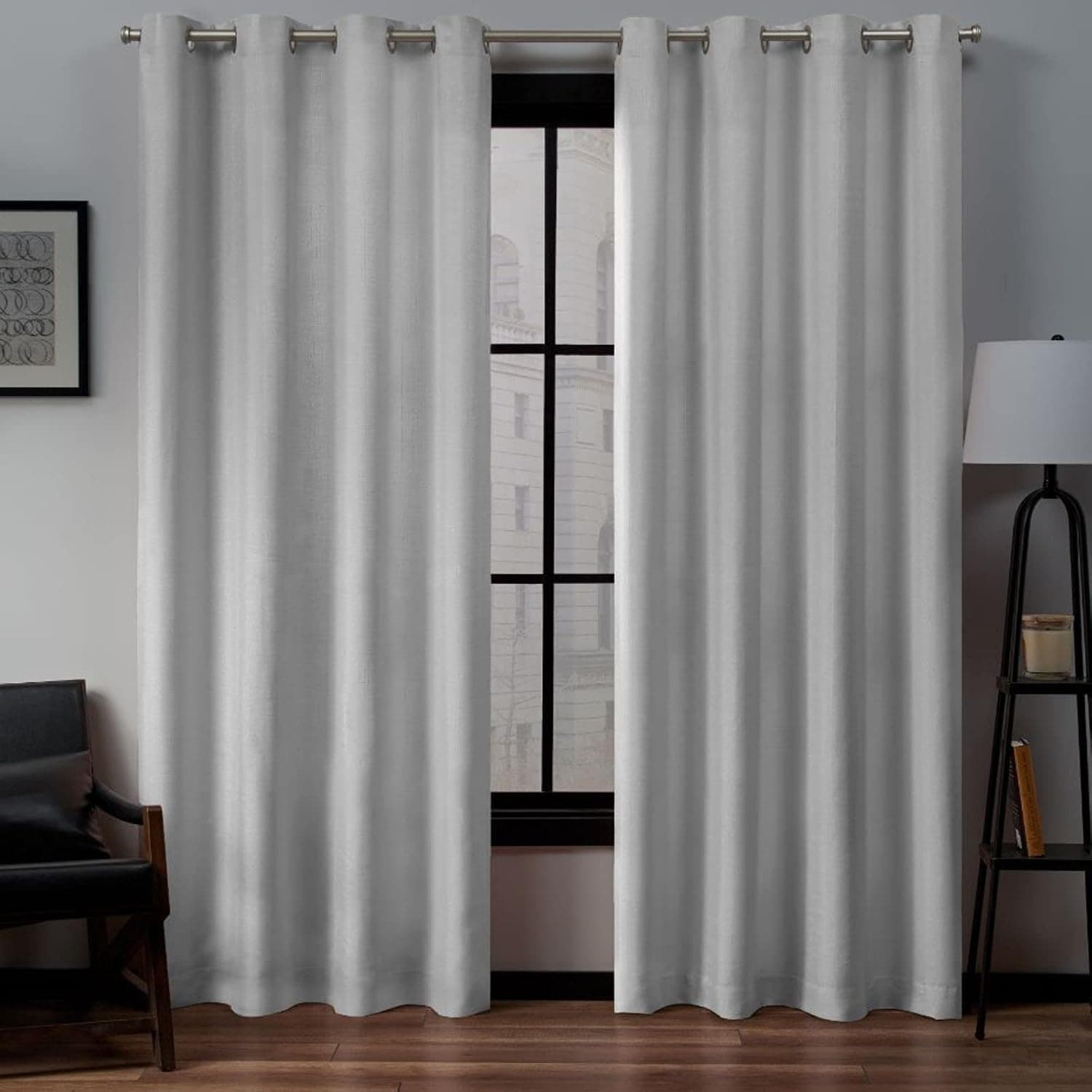 Exclusive Home Loha Linen Grommet Top Curtain Panel Pair, 54"x84", Silver