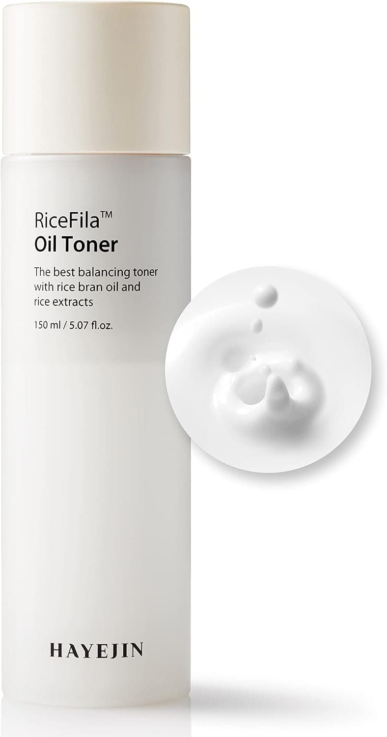 HAYEJIN RiceFila Facial Oil Toner, Gluten Free Hydrating Toner for Oily Skin w/Rice Bran Extract, Niacinamide & Hypoallergenic Formula, Korean Skin Care Dry Skin Toner for Face (150ml, 5.07 fl oz)