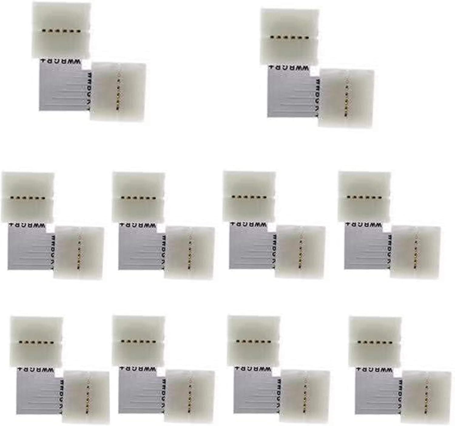 10PCS 6 Pins L Shape Solderless Connector LED Strip Light, RGBWW 12MM Right Angle Corner Solderless Connection for SMD 5050 RGBCCT LED Strip