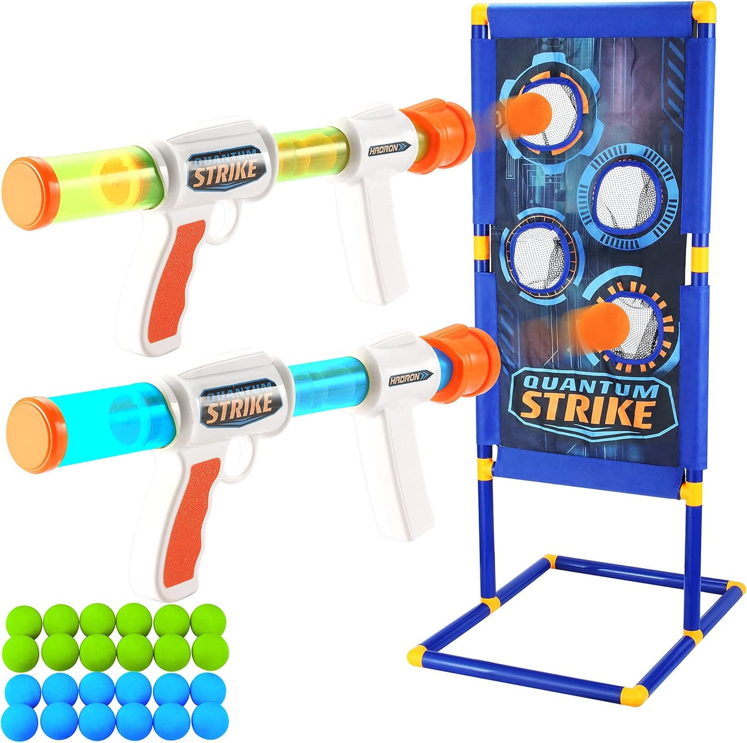 JOYIN Foam Ball Popper Gun Toy Set with Standing Shooting Target, Foam Ball Popper Air Toy Guns, 24 Foam Balls, Shooting Game for Kids Indoor Outdoor Play