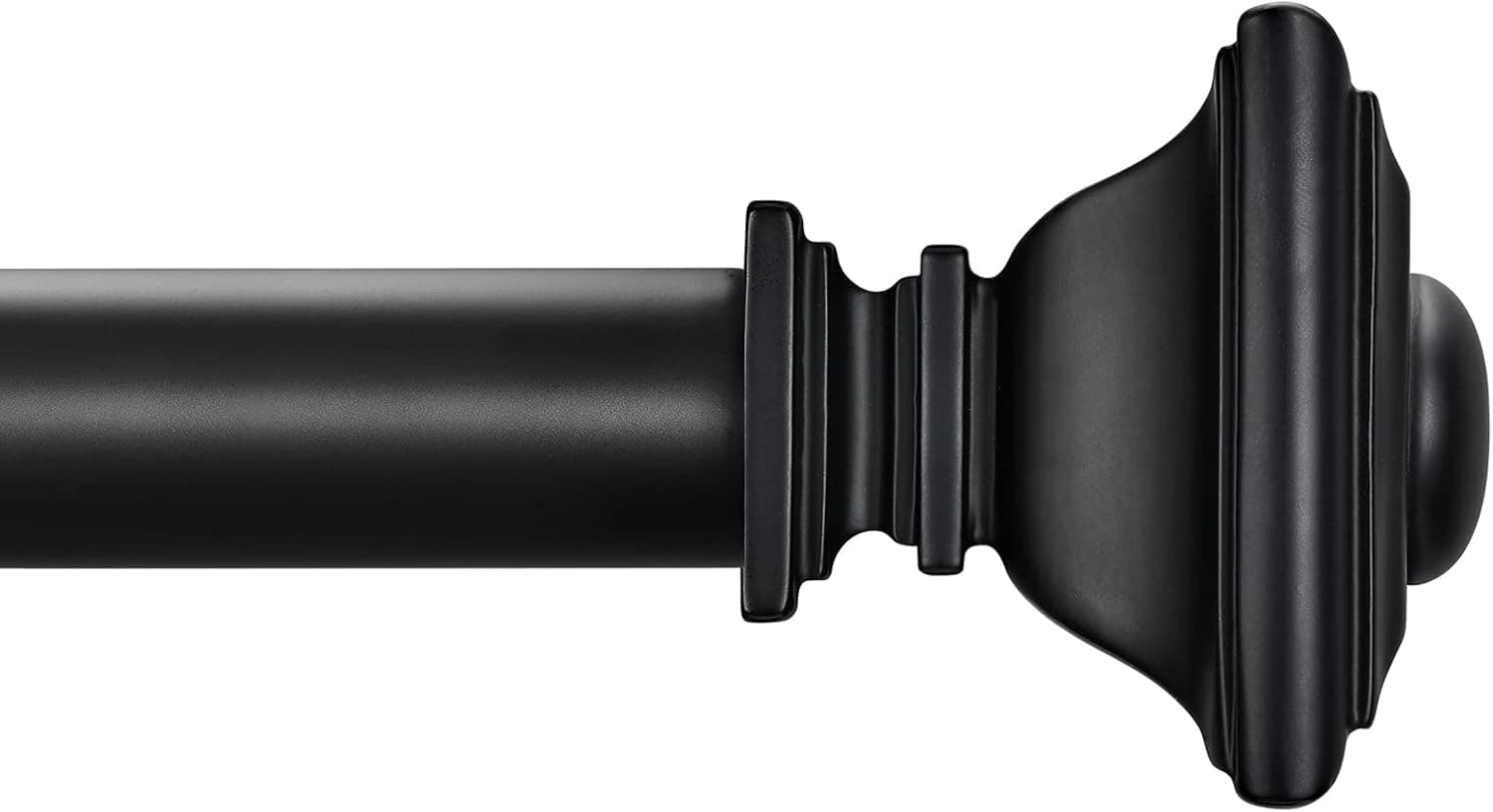 BRIOFOX Black Curtain Rods,Adjustable Curtain Rod for Windows 28 to 48 inch,1 Inch Thicken Single Curtain Rods,with Decorative Square Finials Drapery Rods
