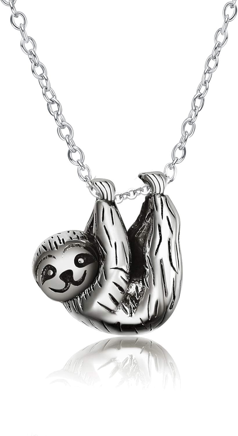 YAFEINI Sloth Jewelry Gifts Sterling Silver Sloth Necklace Heart Sloth Jewelry for Women Men Girls Boys Christmas Gifts