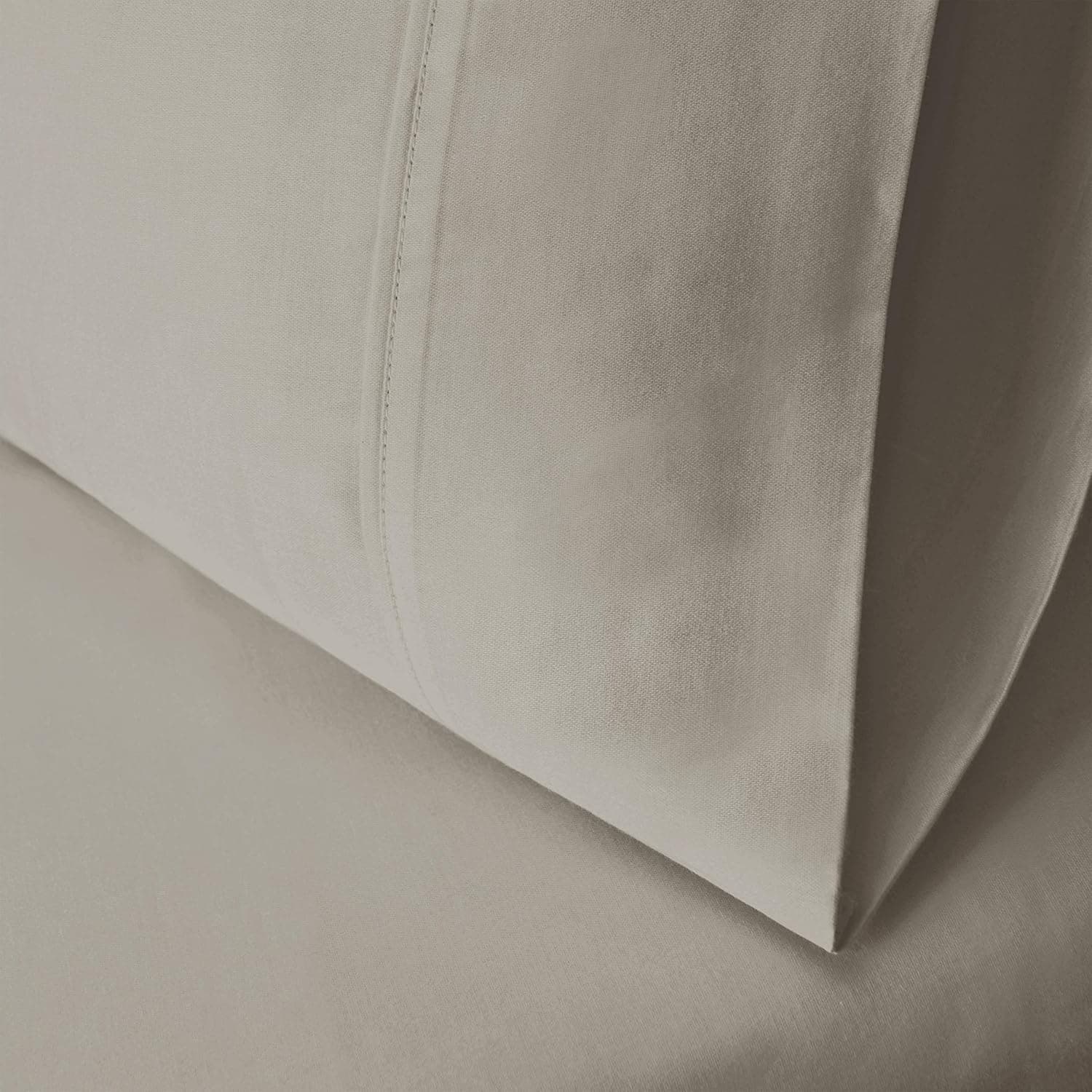 Cotton Blend 600 Thread Count , Soft, Wrinkle Resistant 2-Piece King Pillowcase Set, Solid Stone