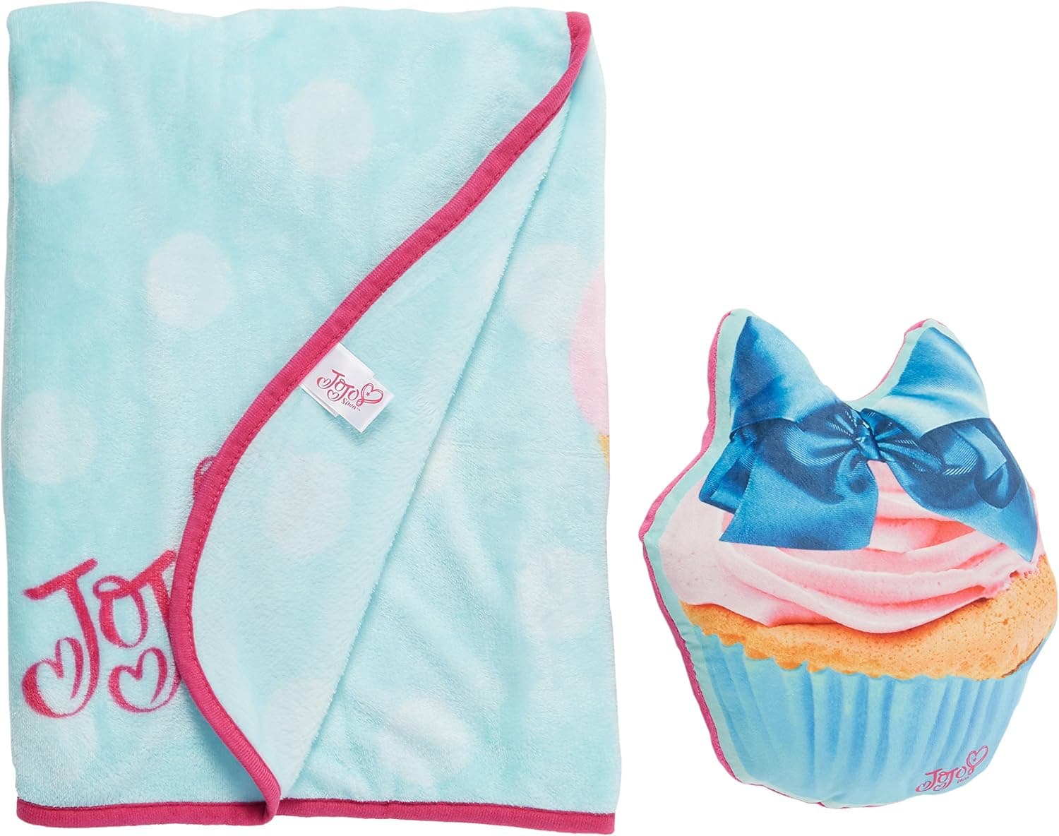Jay Franco Nickelodeon JoJo Siwa Plush Pillow and 40" Inch x 50" Inch Throw Blanket - Kids Super Soft 2 Piece Nogginz Set (Official Nickelodeon Product)