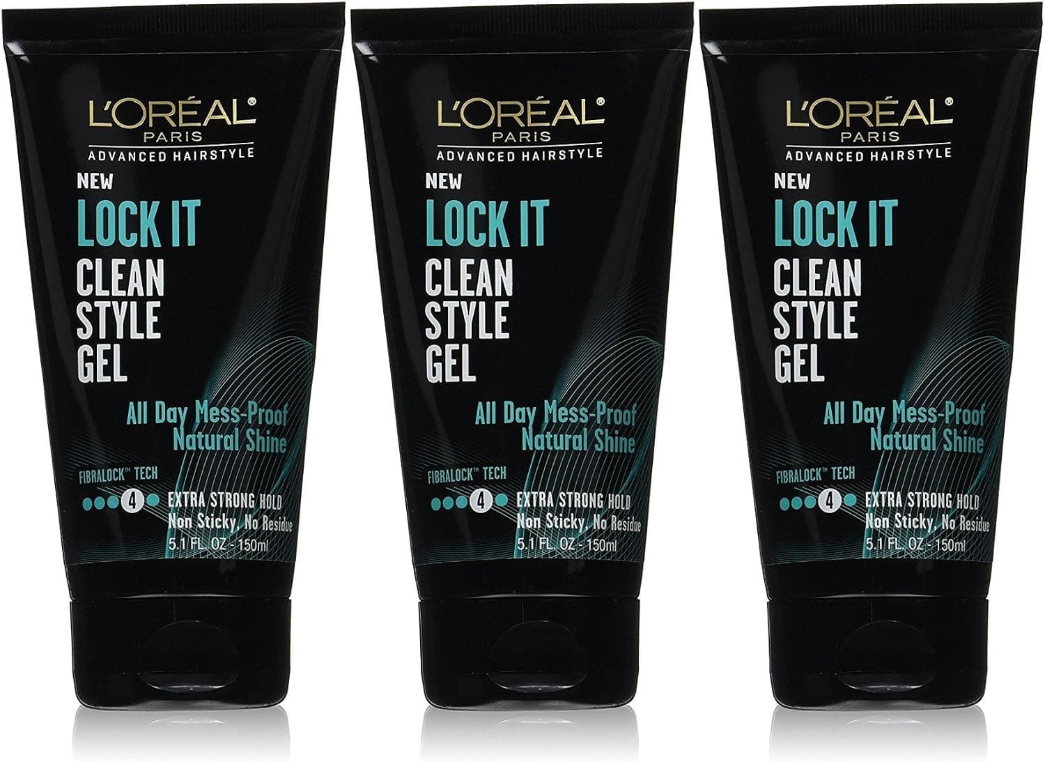 L'Oreal Paris Advanced Hairstyle Lock It Clean Style Gel, 5.1 Fluid Ounce (Pack of 3)