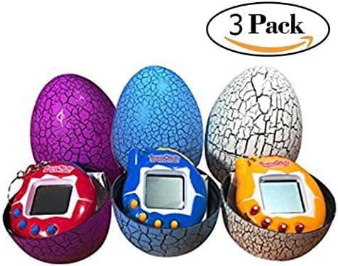 Dinosaur Egg Virtual Pets on a Keychain Digital Pet Electronic Game 3-Pack