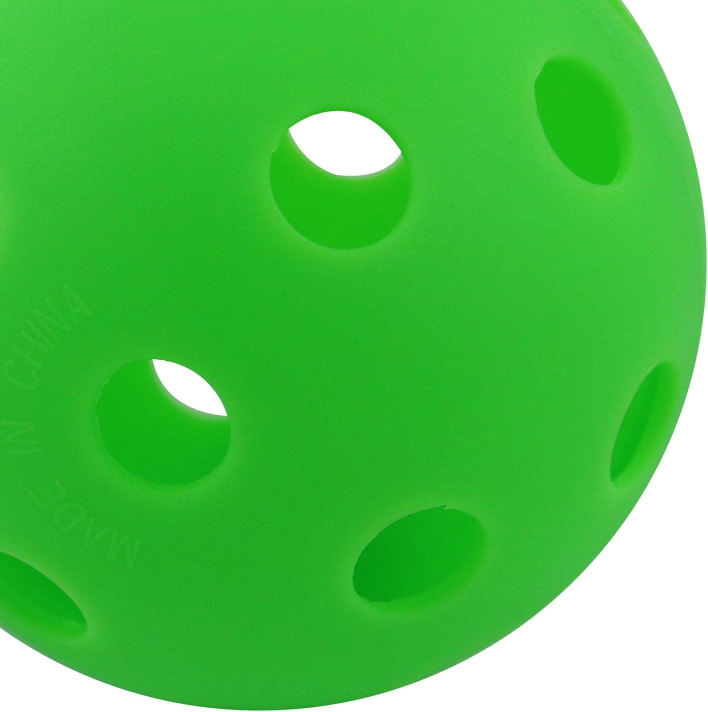 TONYRENA Indoor Pickleball Balls 12-pack Sports Performance Pickleballs Practice and Cracked Green Color