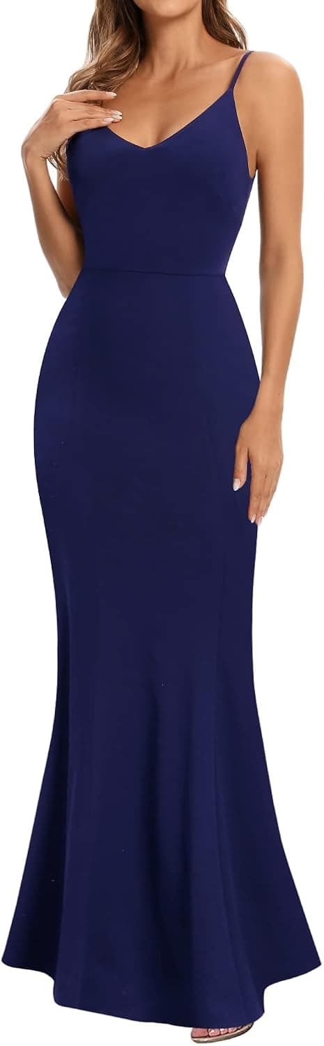 Womens Spaghetti Strap Long Mermaid Evening Formal Wedding Guest Dresses