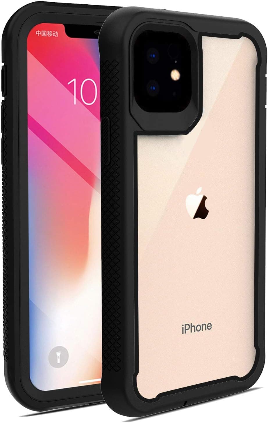 SUKCESO Clear Phone Case for iPhone 11,Heavy Duty Full Body Protective Shockproof Cover,[Without Built-in Screen Protector] Dual Layer Bumper Case for iPhone 11 Case 6.1 inch 2019 (Black/Clear)