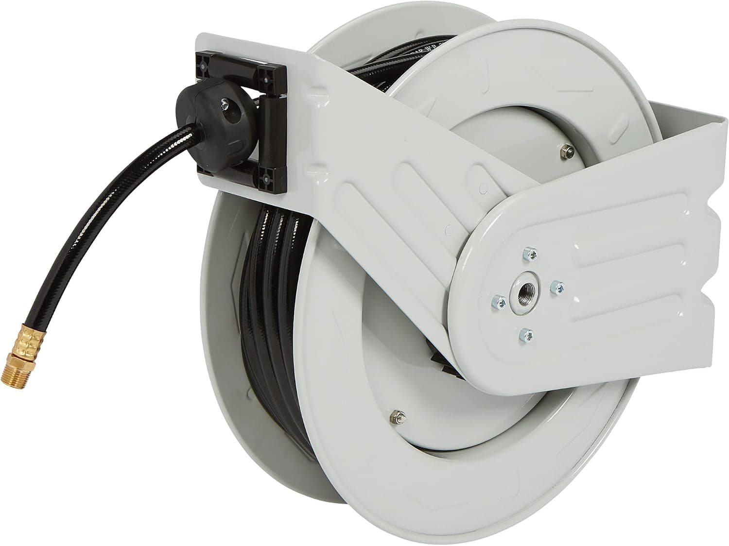Klutch Auto Rewind Air Hose Reel - with 3/8in. x 50ft. PVC Hose, Max. 300 PSI