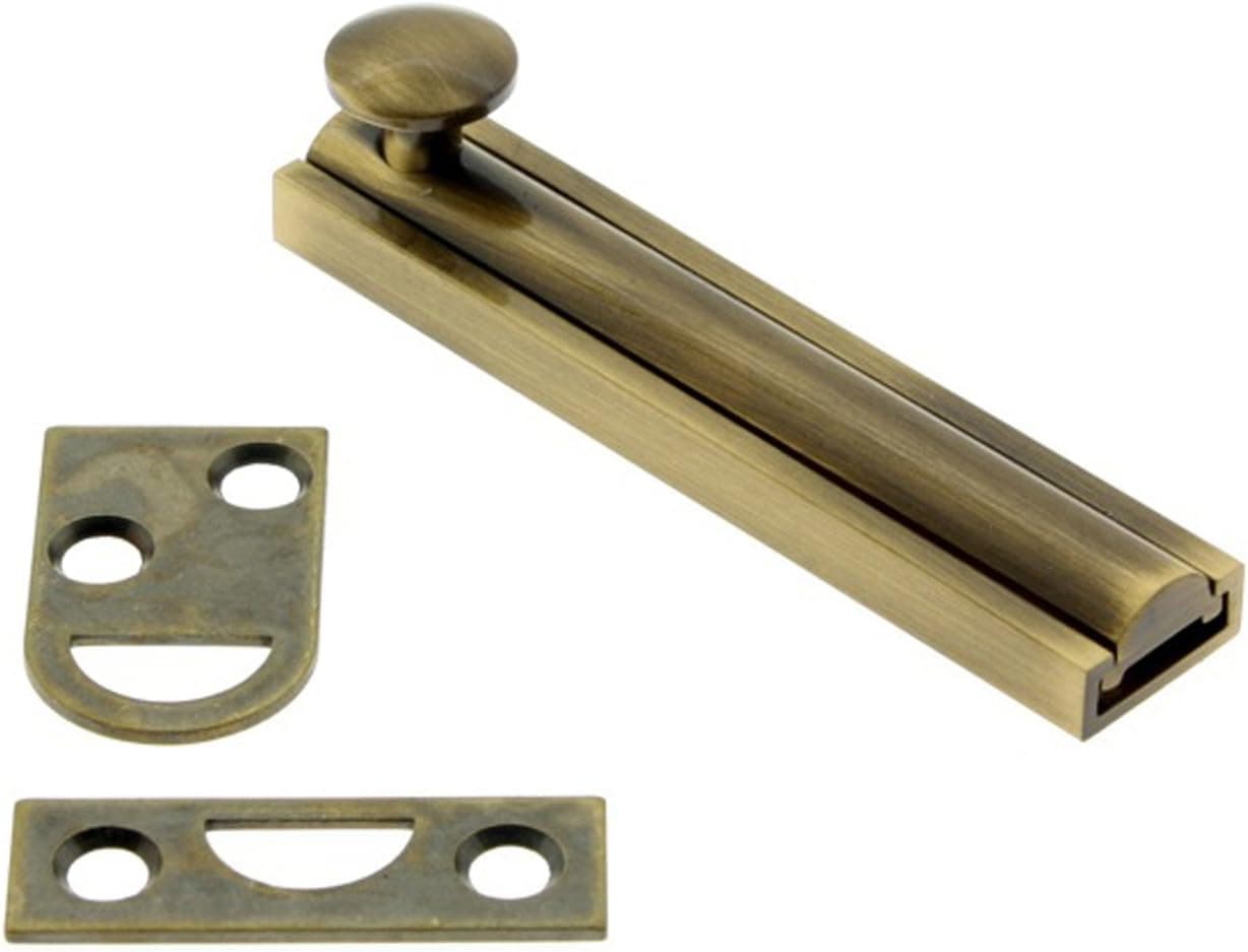 idh by St. Simons 11044-005 Professional Grade Quality Solid 4" Surface Bolt, 4-Inch, Antique Brass
